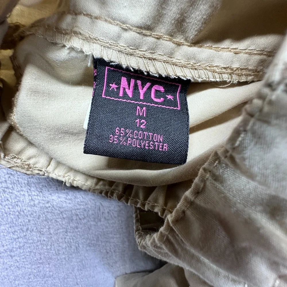 NYC Cargo Pants Girls Medium 12 Beige Cotton Utility Outdoor Travel High Rise